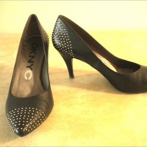 DKNY Kami Black Leather Studded Pump